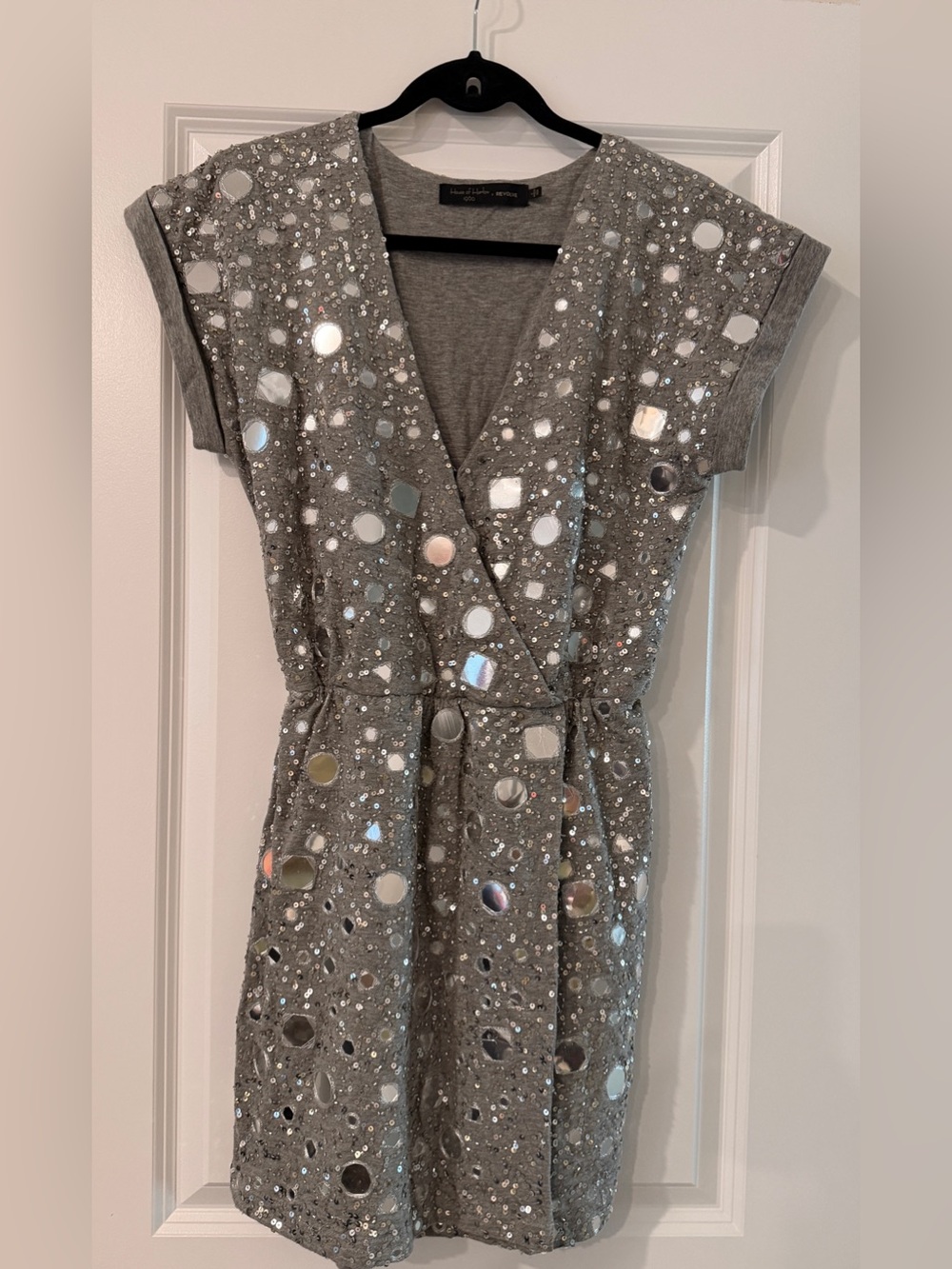 NWT Revolve x House of Harlow 1960 Lora Gray Mirror-Stud Mini Dress